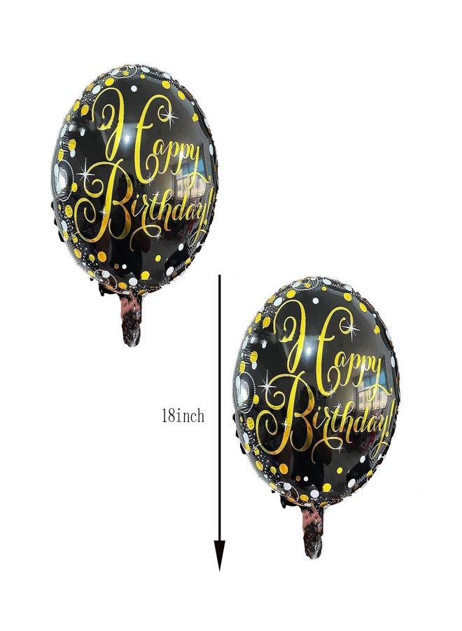 CSTYWC 8PCS Happy Birthday Foil Balloons 18inch Black Gold Round Aluminum Mylar Balloon Inflatable Balloons for Birthday Party Decorations Supplies - Image 2
