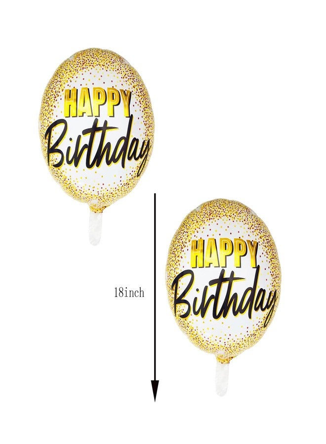 CSTYWC 8PCS Happy Birthday Foil Balloons 18inch Black Gold Round Aluminum Mylar Balloon Inflatable Balloons for Birthday Party Decorations Supplies - Image 3