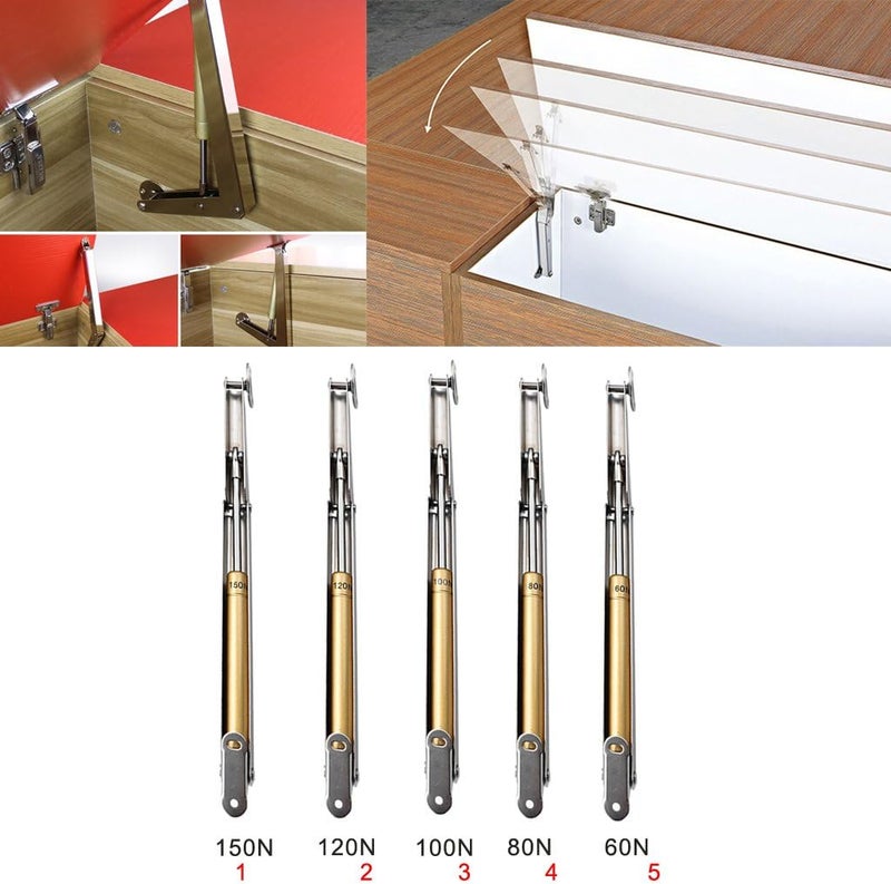 klarako 1PCS Flap Stay Damper Gas Spring, Only Open Down The Door, Gas Springs Hinge Slow Down Drop Leaf, Kitchen Cabinet Cupboard Door Hinges klarakoSilver 150N, as described - Image 3