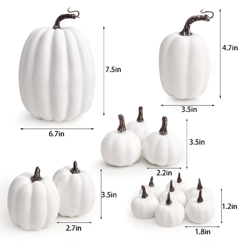 WESAPPINC WESAPPINC Artificial Pumpkins 14PCS White Fake Pumpkins Assorted Pumpkins Large Faux Harvest Pumpkins for Autumn Thanksgiving Halloween Seasonal Holiday Decor Decoration (White)  - Image 3