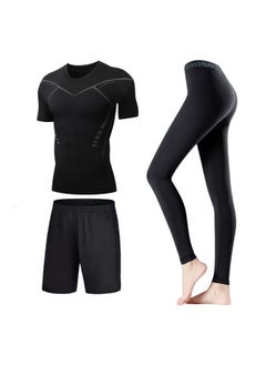 Swimsuit Women's Split Large Size Conservative Swimming Trunks For Chubby Girls Long-sleeved Trousers For Students Sunscreen Diving Suit-Color:Women-sci-fi Three-piece Suit (short Sleeve)-Size:XL