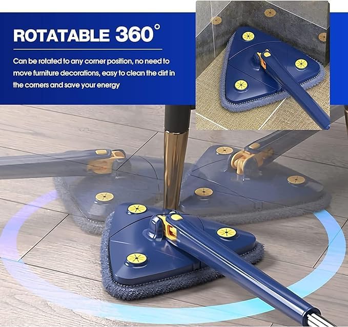 DEV STORE Rotary Cleaning Mop 360 Rotatable Changeable Cleaning Mop Polygon Microfiber Mop with Long Handle Extendable Polygon Reusable Cleaning Mop Imitation Hand Twisti Quick Dry Mop - Image 2