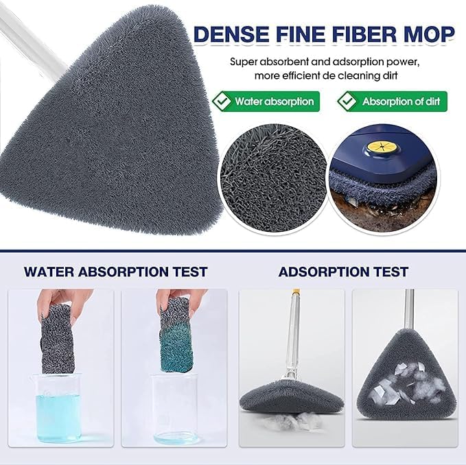 DEV STORE Rotary Cleaning Mop 360 Rotatable Changeable Cleaning Mop Polygon Microfiber Mop with Long Handle Extendable Polygon Reusable Cleaning Mop Imitation Hand Twisti Quick Dry Mop - Image 4