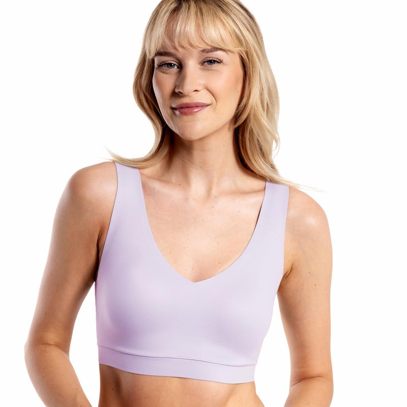 Floatley Cozy Bra Comfort Wirefree Full Coverage Seamless Bra with Embedded Pad for Women Size L Pastel Lilac - Image 1