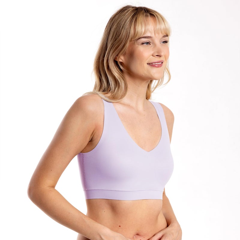 Floatley Cozy Bra Comfort Wirefree Full Coverage Seamless Bra with Embedded Pad for Women Size L Pastel Lilac - Image 2