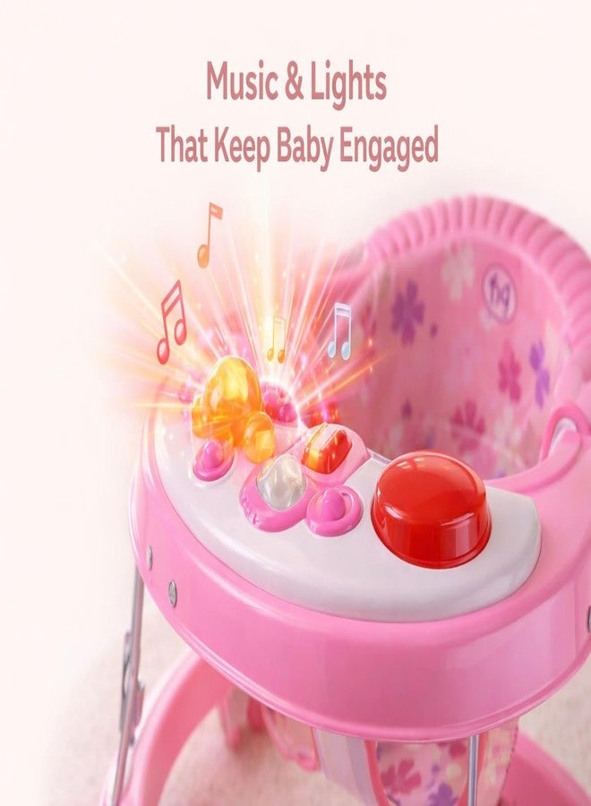 Maanit Walker with Foldable,Cushion Seat | Activity Walker for Baby with Musical Toy Bar | Walker Boys and Girls (Pink) - Image 4