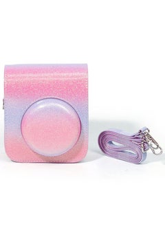 O Ozone Protective Camera Case for Fujifilm Instax Mini 12 Instant Camera PU Leather Glitter Gradient Style Camera Bag with Shoulder Strap- Pink-Purple  - Image 1