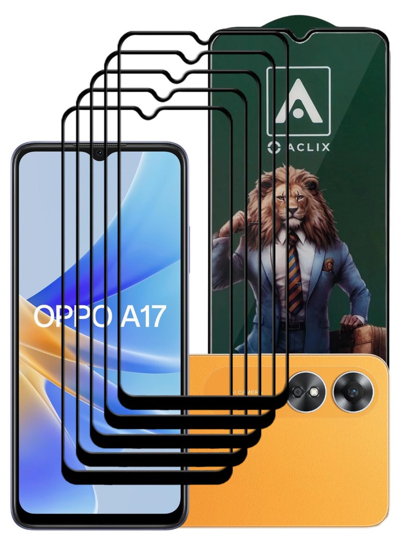 ACLIX 5 Pieces Antistatic ESD Dustproof Premium Quality High Definition Tempered Glass Screen Protector Designed For Oppo A17 - Image 1