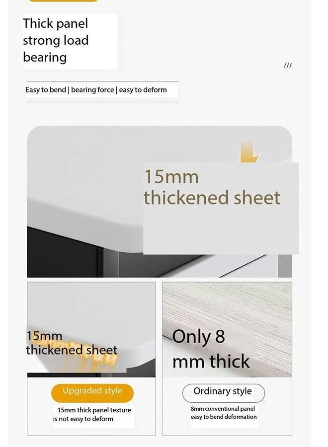 JCB CHIC مكتب كمبيوتر مع 3 أدراج، مكاتب مكتب منزلية مع حامل طابعة خزانة درج قابل للعكس، مكتب كمبيوتر صناعي مع مساحة تخزين، محطة عمل طاولة كتابة للدراسة الريفية للمساحات الصغيرة  - Image 4