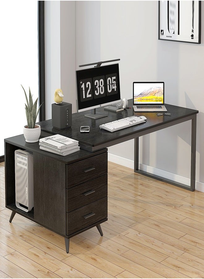 JCB CHIC - Computer Desk with 3 Drawers, Home Office Desks with Reversible Drawer Cabinet Printer Stand, Industrial PC Desk with Storage, Rustic Study Writing Table Workstation for Small Spaces - Image 1