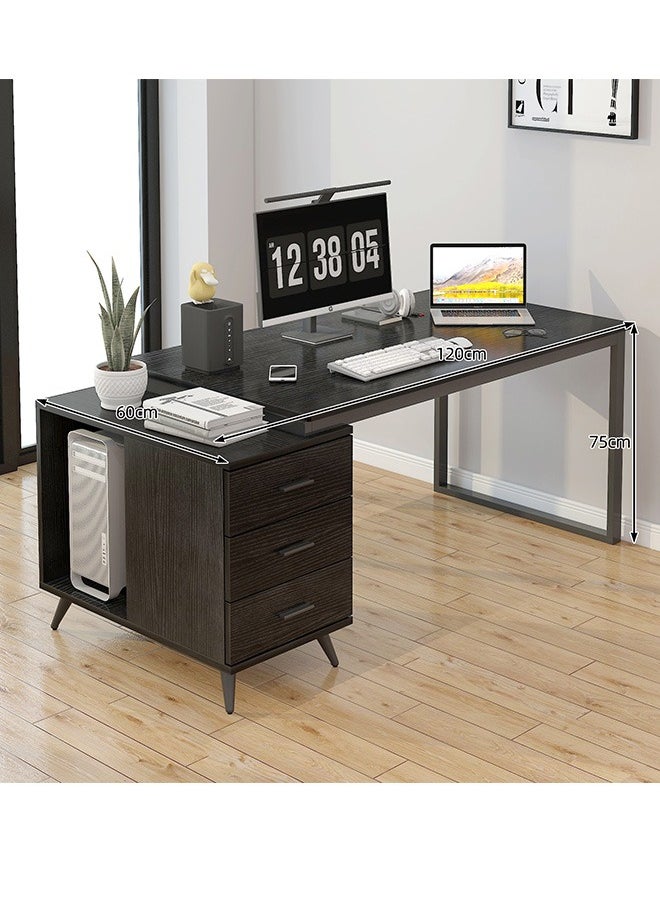 JCB CHIC - Computer Desk with 3 Drawers, Home Office Desks with Reversible Drawer Cabinet Printer Stand, Industrial PC Desk with Storage, Rustic Study Writing Table Workstation for Small Spaces - Image 1