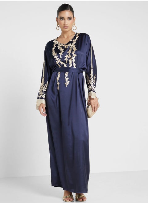 Embroidered Belted Jalabiya
