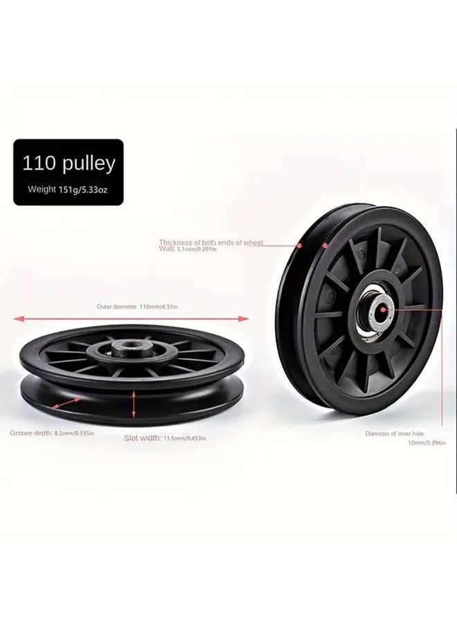 110mm Black Nylon Pulley Wheels For Gym Equipment Lightweight Wear Resistant Smooth Bearings - Image 1