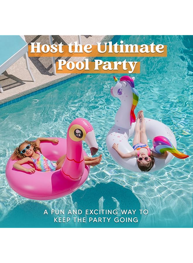 JOYIN 2 Pack Flamingo Unicorn Pool Float Fun Floaties Inflatable Swimming Pool Tubes Toys Party Decorations Summer Vacation Lake Beach Floaty Swim Rings Raft Lounger For Adults & Kids - Image 4