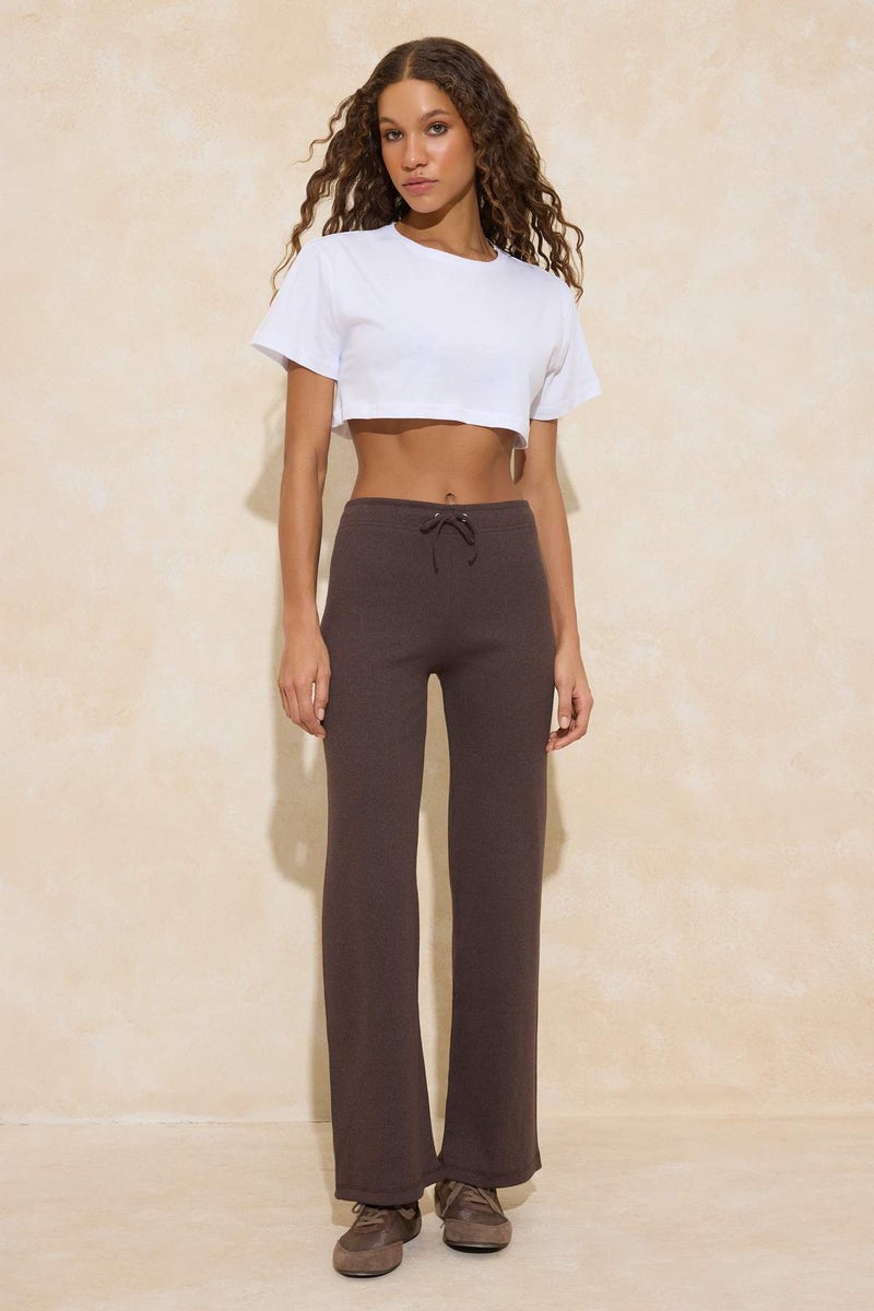 trendyol Brown-Navy Blue 2-Pack Flare/ Flared High Waist Knitted Sweatpants Tedaw25Ea00010 - Image 2