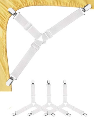 4PCS Bed Sheet Straps, Adjustable Elastic Fasteners with Metal Clips, Triangle Sheet Fasteners, Fitted Bed Sheet Holders for Bed, Mattress Cover, Fitted Bed Sheets, Sofa Cushion White - pzsku/Z3E134AB9FD11B2B4154DZ/45/1741702495/2a81a3ae-f1e0-4b21-b1ce-d899e037e819