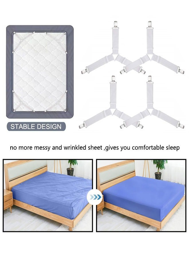 وهاواي 4PCS Bed Sheet Straps, Adjustable Elastic Fasteners with Metal Clips, Triangle Sheet Fasteners, Fitted Bed Sheet Holders for Bed, Mattress Cover, Fitted Bed Sheets, Sofa Cushion White  - Image 5