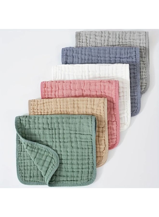 6 Pcs Mixed Color Soft Muslin Burp Cloths Absorbent Baby Burp Cloths Gift - Image 1