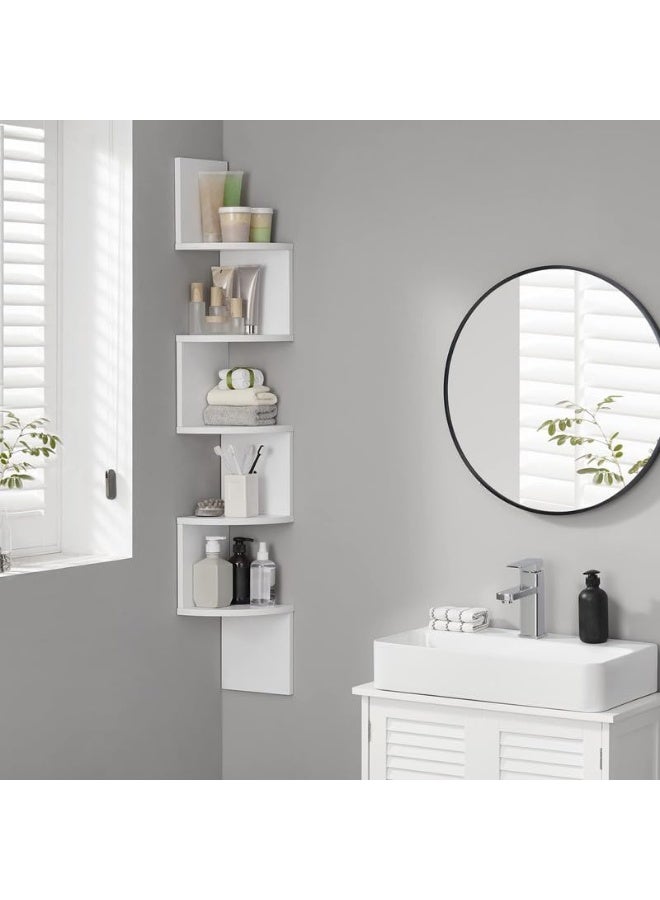 VASAGLE 5-Tier Corner Shelf, Wall Shelf, Display Floating Shelf in Living Room, Study, Kitchen, Bedroom, for Plants, CDs, Decorations, Modern, Cloud White - Image 5