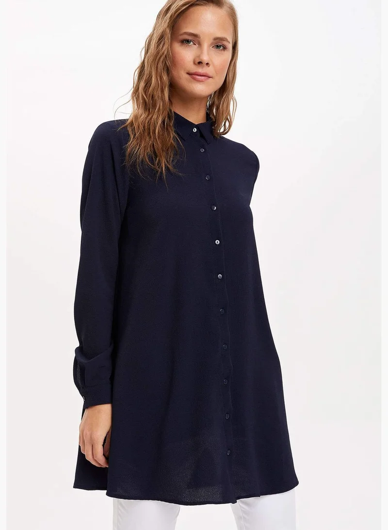DeFacto Woman Woven Top Relax Fit Regular Long Sleeve Woven Tunic