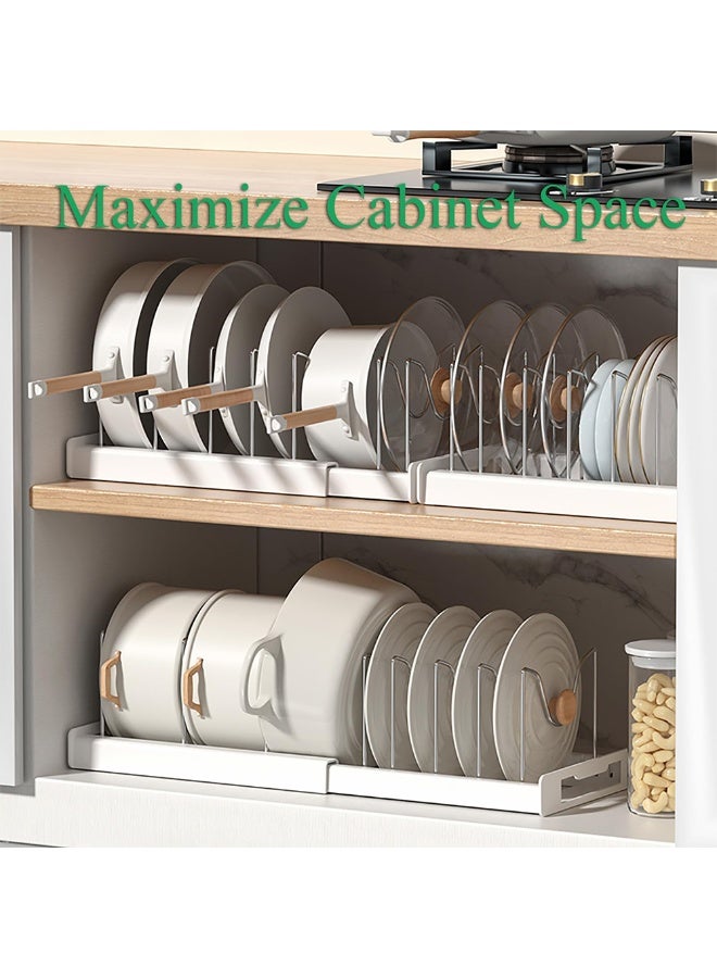 Kitchen cabinet storage rack, 56cm expandable food storage box cover divider, pot and bowl lid storage rack with 7 adjustable partitions (universal for cabinets/countertops, 1 set, white) - Image 4