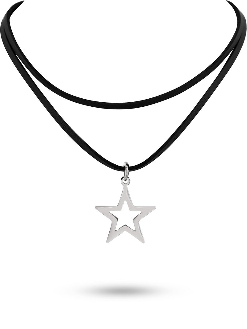 Sacina Gothic Boho Layered Star Choker Necklace, Black Choker, Boho Gothic Necklace, Christmas Jewelry Gift for Women - Image 1