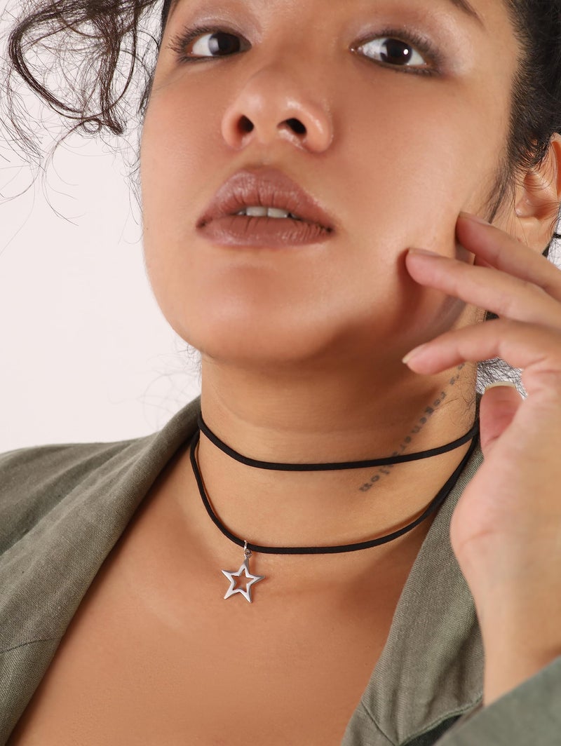 Sacina Gothic Boho Layered Star Choker Necklace, Black Choker, Boho Gothic Necklace, Christmas Jewelry Gift for Women - Image 3