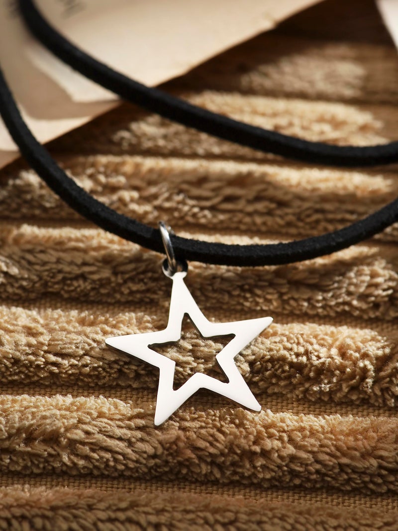 Sacina Gothic Boho Layered Star Choker Necklace, Black Choker, Boho Gothic Necklace, Christmas Jewelry Gift for Women - Image 5