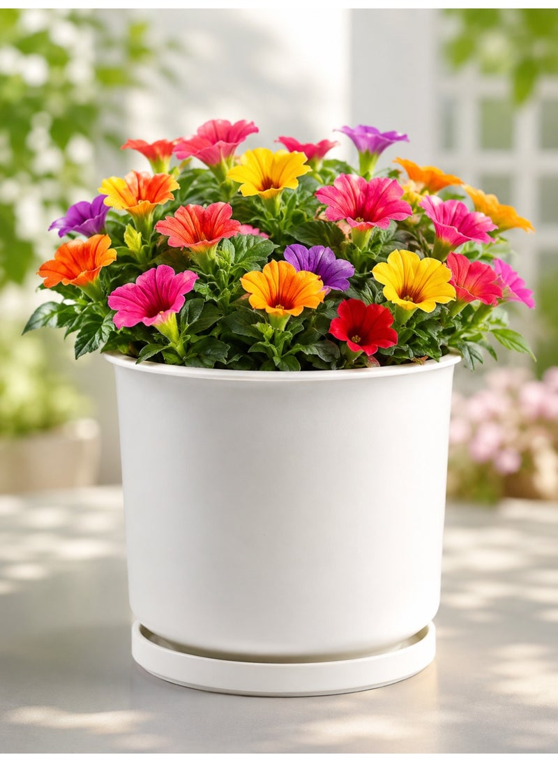 vsell24 White Ceramic Flower Pots with Drainage Hole for Indoor Outdoor Plants - Image 1