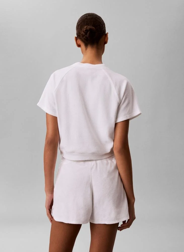 Calvin Klein Jeans Cropped Terry Towelling Short Sleeve Jumper