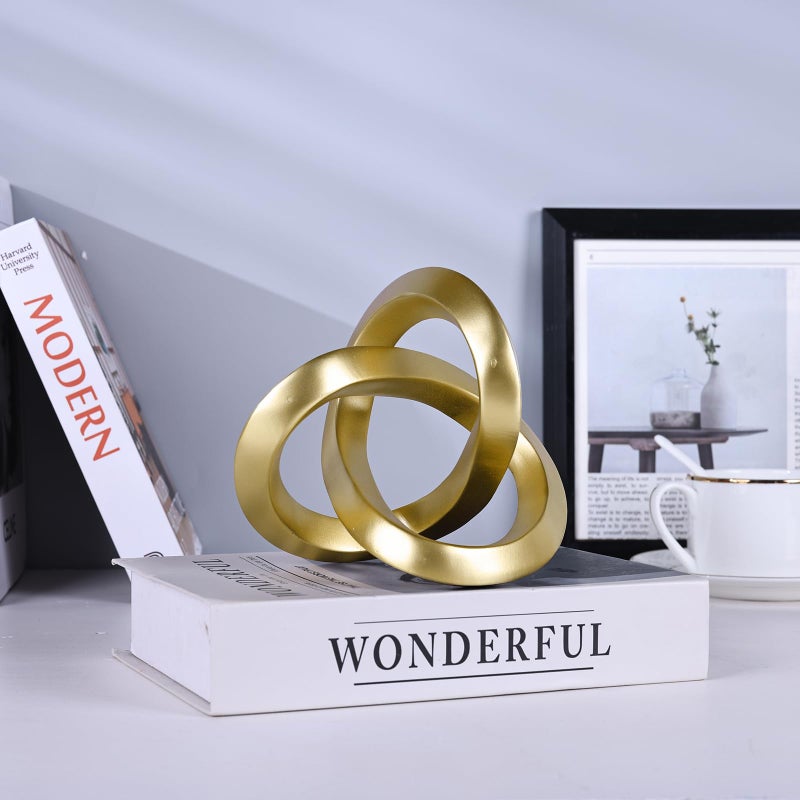 DOVDOV Gold Knot Decorative Sculpture, Gold Room Decor Aesthetics, Mobius Ring Statue for Shelves Living Room tv Cabinet Office Cabinet Above Coffee Table Decor Accents. - Image 5