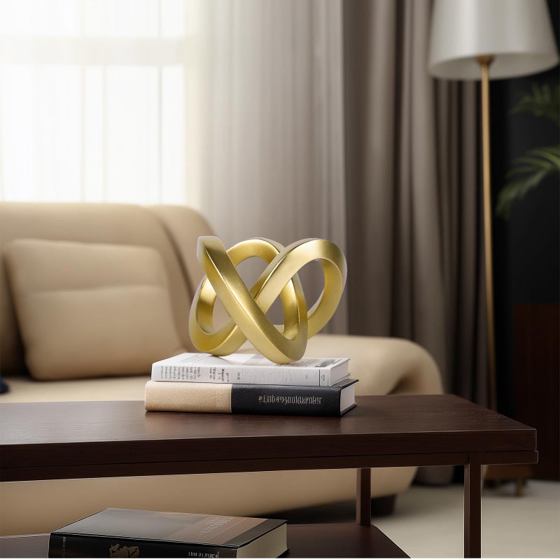 DOVDOV Gold Knot Decorative Sculpture, Gold Room Decor Aesthetics, Mobius Ring Statue for Shelves Living Room tv Cabinet Office Cabinet Above Coffee Table Decor Accents. - Image 4