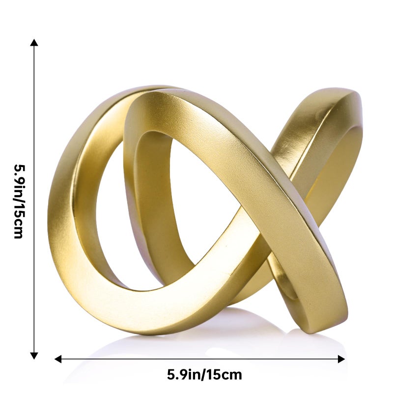 DOVDOV Gold Knot Decorative Sculpture, Gold Room Decor Aesthetics, Mobius Ring Statue for Shelves Living Room tv Cabinet Office Cabinet Above Coffee Table Decor Accents. - Image 2