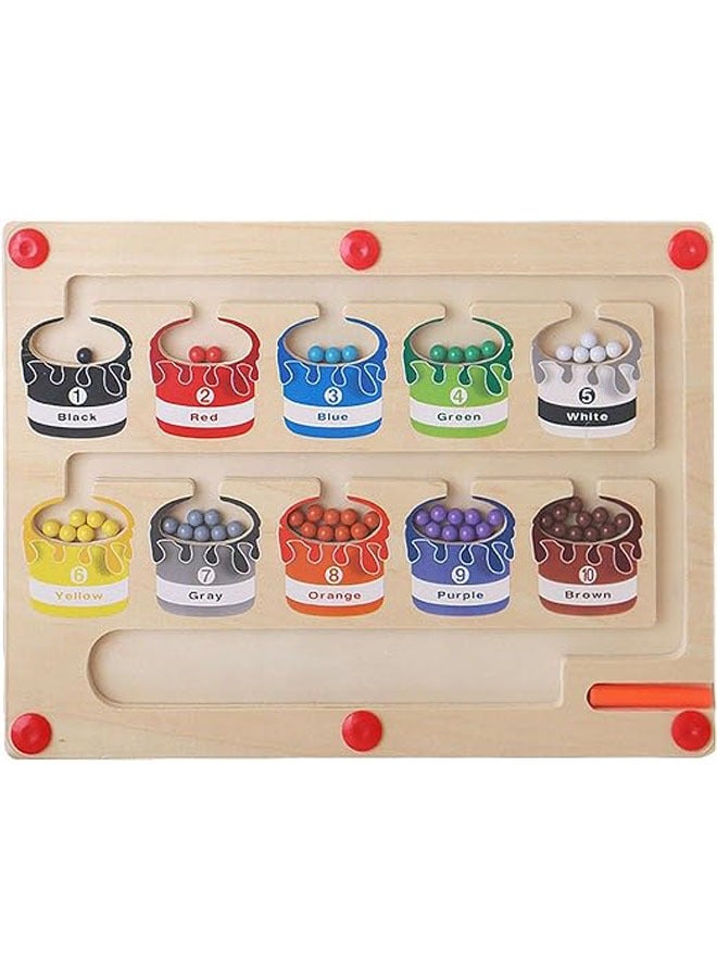 متاهة الألوان والأرقام المغناطيسية، لعبة مونتيسوري للأطفال في عمر 3 سنوات، لعبة فرز الألوان ومطابقة الأرقام، هدية مناسبة للأولاد والبنات. - Image 1