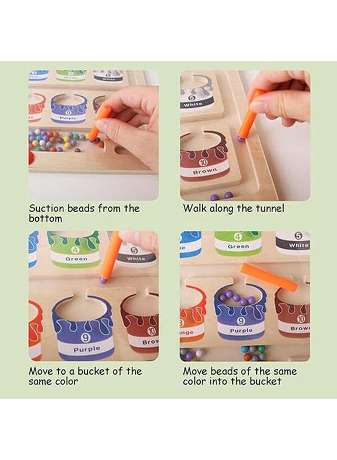 متاهة الألوان والأرقام المغناطيسية، لعبة مونتيسوري للأطفال في عمر 3 سنوات، لعبة فرز الألوان ومطابقة الأرقام، هدية مناسبة للأولاد والبنات. - Image 3