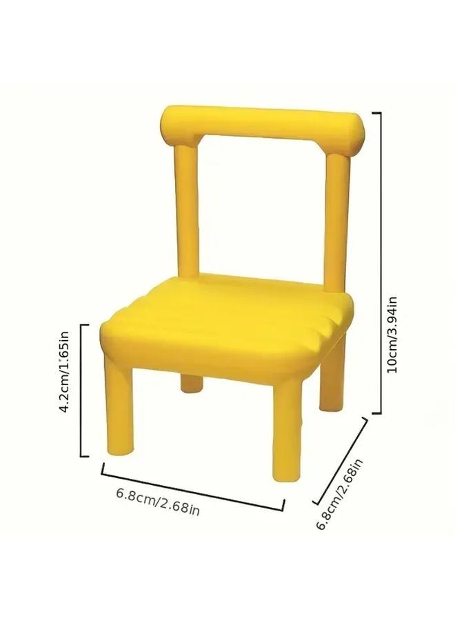 4 Pcs Mini Stool Phone Stand Cute Chair Shaped Holder Blue Yellow Green Pink - Image 3