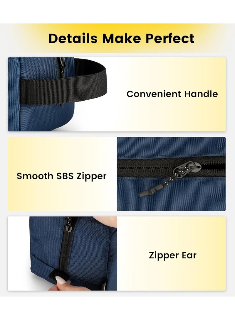 FIRST PRO Men’s Hanging Toiletry Bag – Water-Resistant Canvas Dopp Kit for Travel & Shaving – Navy Blue, One Size - Image 4