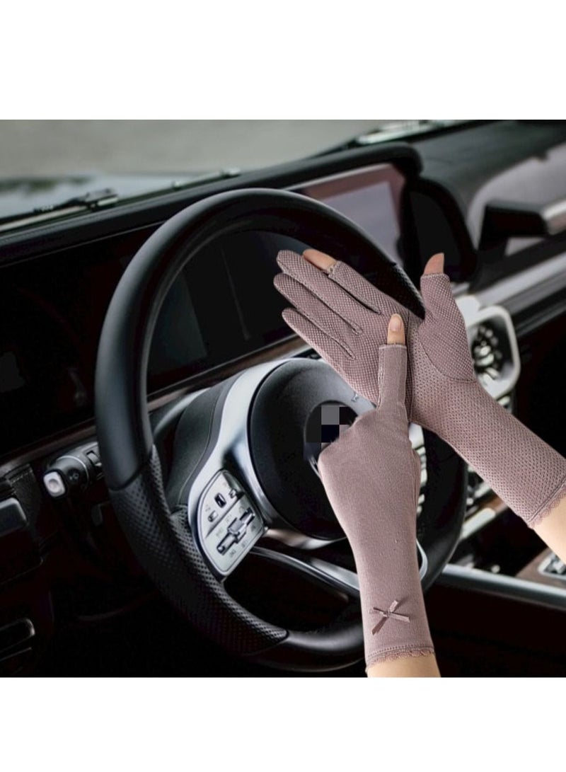 Generic Women's Driving Gloves Anti-UV Anti-Slip Breathable Gloves Purple  - Image 4