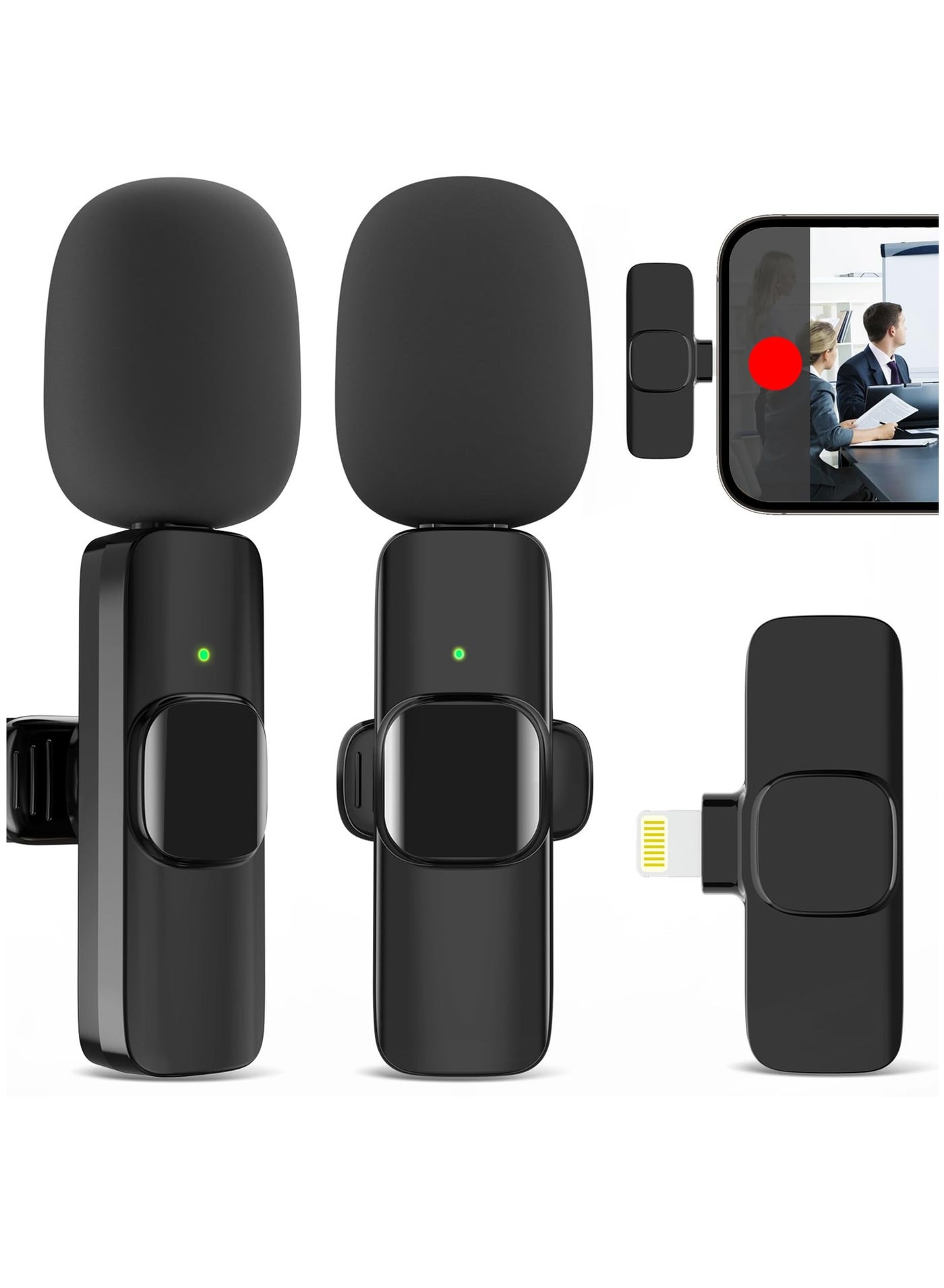 Wireless Microphones for iPhone iPad, Professional Lavalier Microphone for iPhone, Cordless Omnidirectional Condenser Recording Microphone for Interview Video Podcast Vlog YouTube