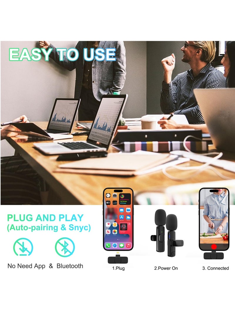 BORTONY Wireless Microphones for iPhone iPad, Professional Lavalier Microphone for iPhone, Cordless Omnidirectional Condenser Recording Microphone for Interview Video Podcast Vlog YouTube  - Image 2