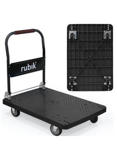 Platform Flatbed Trolley, 400kg Weight Capacity, 4 Wheels, 2 Rotating 360 Degrees, Foldable Moving Hand Truck (Size, 60x90cm) Black - pzsku/Z3E13D1214AEC2D88D531Z/45/_/1727177813/e96ef36f-ecf8-4f49-b914-441e3c4987cd