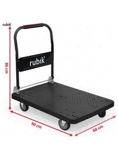 Platform Flatbed Trolley, 400kg Weight Capacity, 4 Wheels, 2 Rotating 360 Degrees, Foldable Moving Hand Truck (Size, 60x90cm) Black - pzsku/Z3E13D1214AEC2D88D531Z/45/_/1727177828/6b2b3b17-d5e3-42a6-85dd-256724804bbc