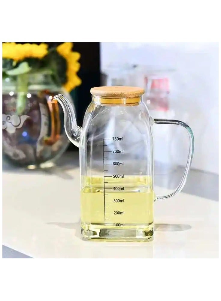 Eotia Glass Oil Dispenser Bottle with Lid – 750ml Heat-Resistant Borosilicate Glass Olive Oil & Vinegar Pourer with Handle & Spout – Leak-Proof, Clear Measurement Markings – Ideal for Kitchen Cooking & Salad Dressing - Image 4