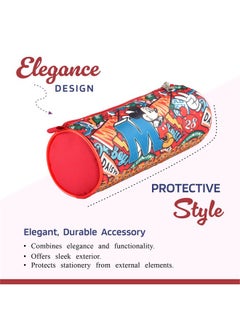Kuber Industries Kuber Industries (Pack of 3) Round Pencil Pouch | Disney Mickey Boy Pencil Pouch for Kids | Travel Organizer | Multi-Purpose Travel Pouch | Stationary Utility School Pouches | Geometry Box | Red  - Image 4