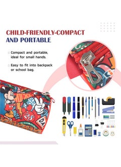 Kuber Industries Kuber Industries (Pack of 3) Round Pencil Pouch | Disney Mickey Boy Pencil Pouch for Kids | Travel Organizer | Multi-Purpose Travel Pouch | Stationary Utility School Pouches | Geometry Box | Red  - Image 5