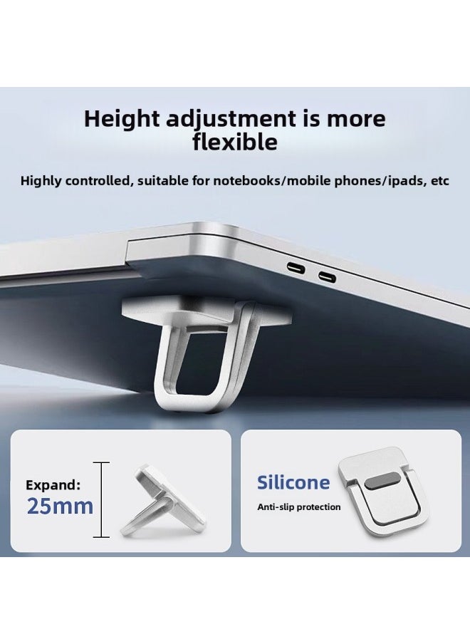 Generic - Laptop Stand Invisible Adhesive Bracket Folding Storage Portable Elevated Rack Keyboard Foot Pad Support Rack-Color:Silver Single Gear [plastic] - Image 1