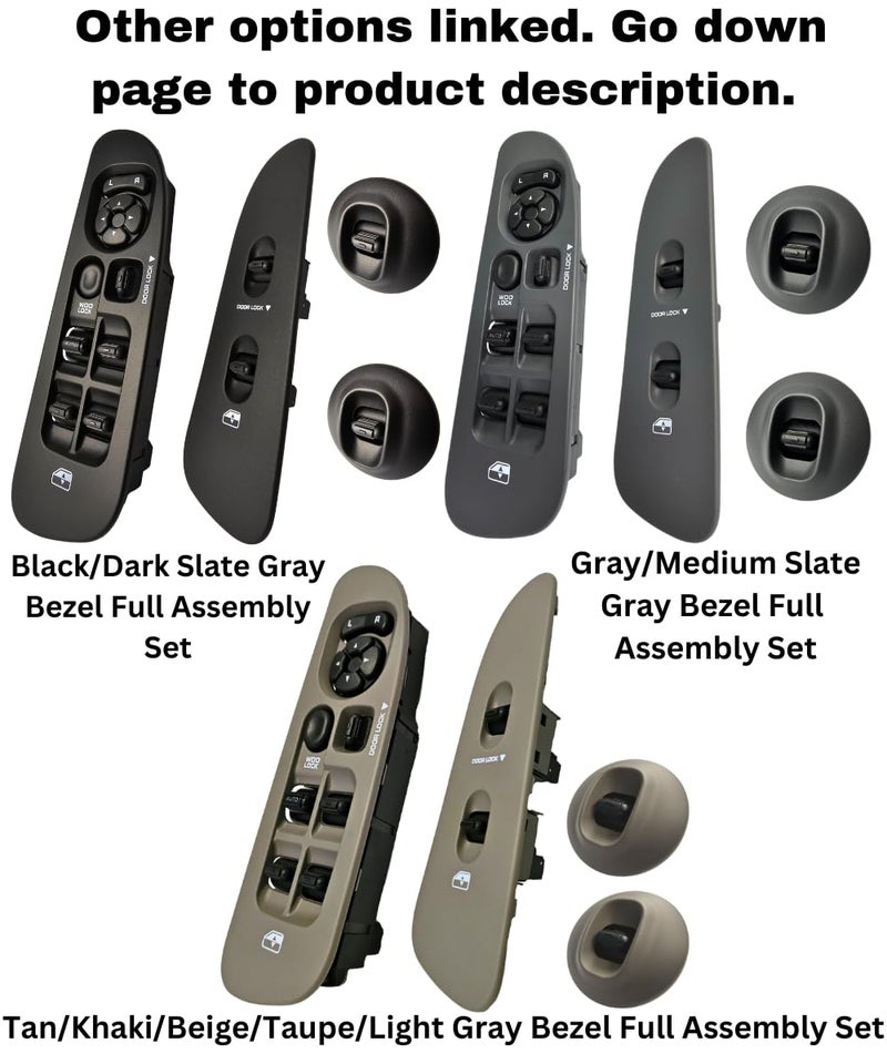SWITCHDOCTOR Window Master Switch and Gray Bezel Set for 2002-2008 Dodge Ram 1500 2500 3500 (Quad Cab, Crew, Medium Slate Gray, 68171680AA, 56049805AB, 56049805AA, 56045334AE) - Image 2