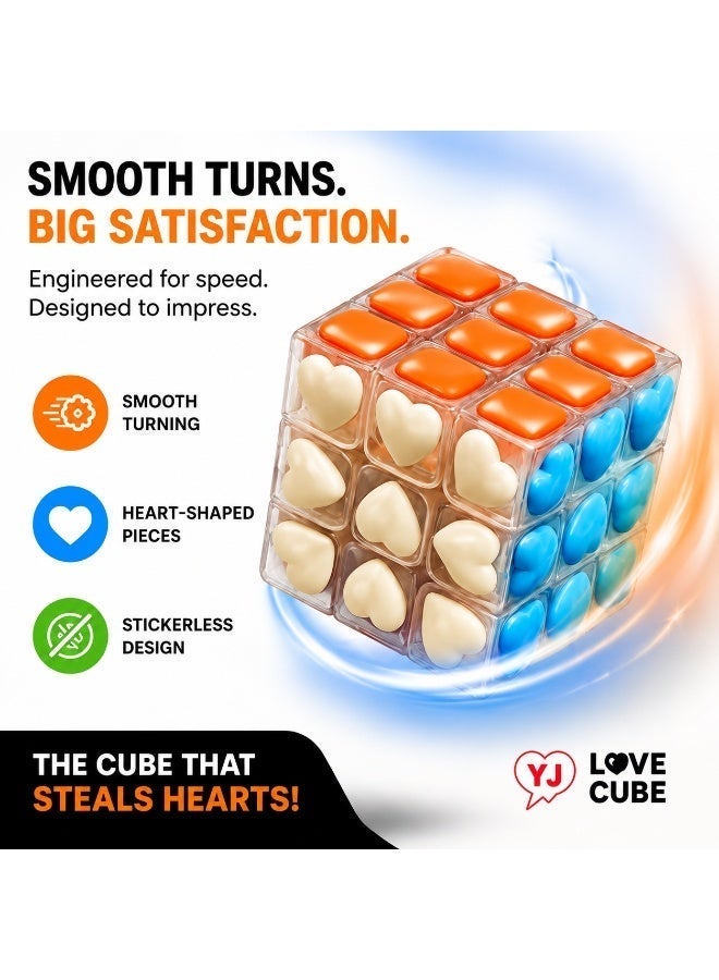 YJ Love Cube Heart-Themed 3x3 Transparent Edition – Romantic Collectible Puzzle with Smooth Rotation and Unique Display Appeal - Image 2