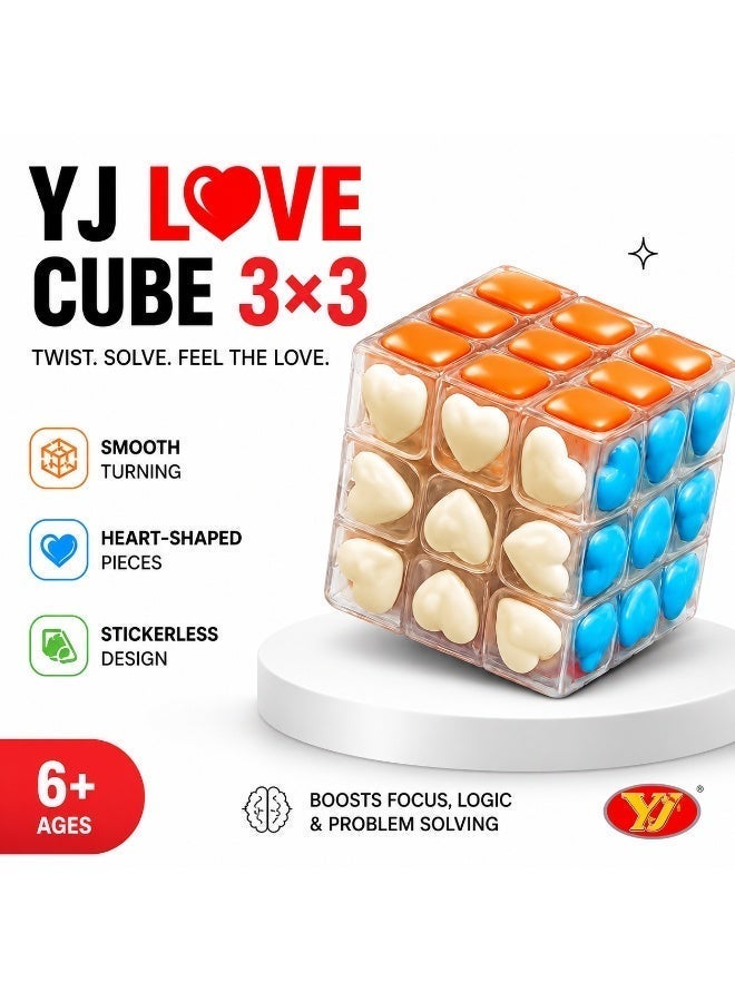 YJ Love Cube Heart-Themed 3x3 Transparent Edition – Romantic Collectible Puzzle with Smooth Rotation and Unique Display Appeal - Image 1