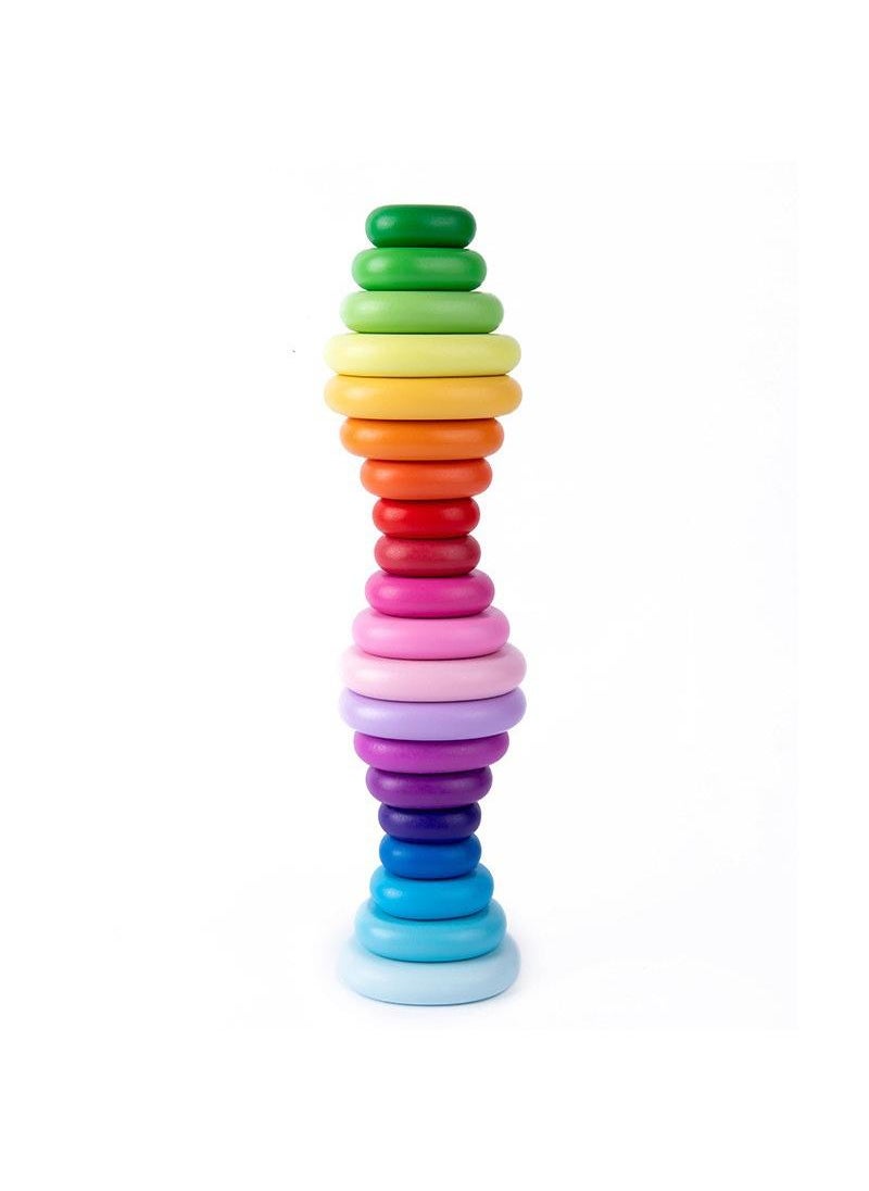 Classic non-toxic color Stack rainbow tower ring stack toy for kids  - Image 1